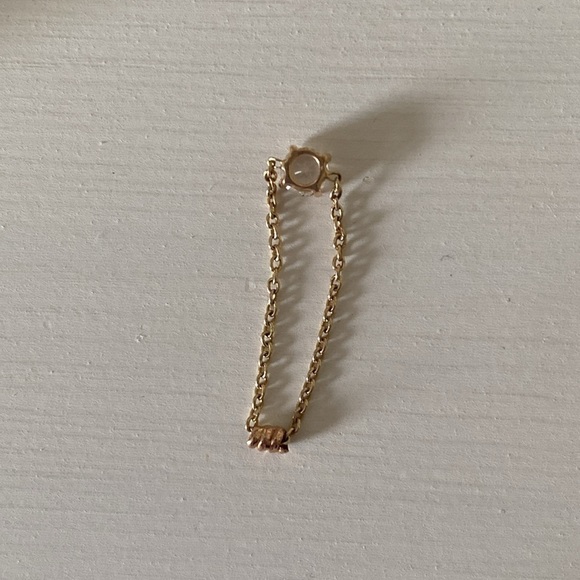 CLAIRE JEWELRY & CO NEW! Catina Solid 14K Chain Ring White Sapphire 0.25ct 4mm - Picture 7 of 11